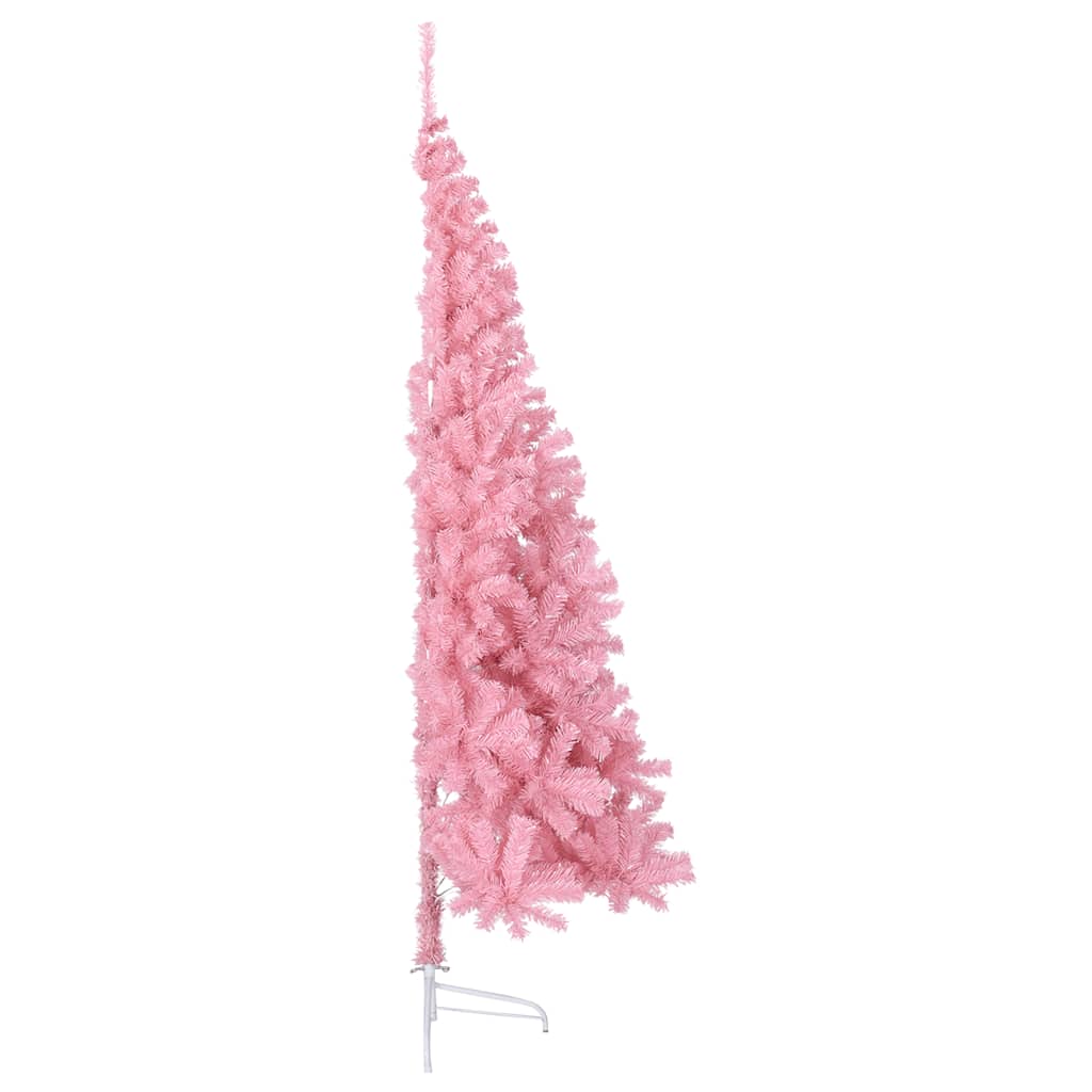 kunstigt halvt juletræ med juletræsfod 210 cm PVC pink