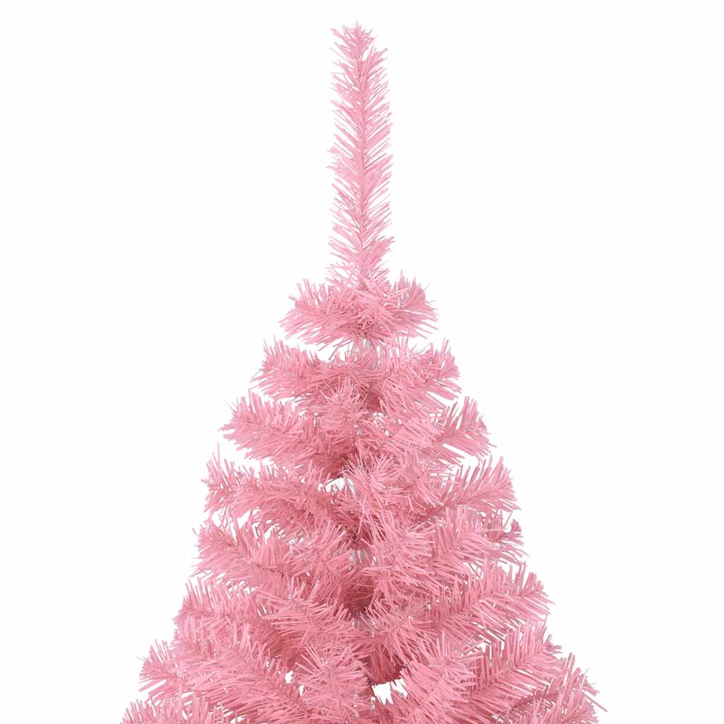 kunstigt halvt juletræ med juletræsfod 210 cm PVC pink