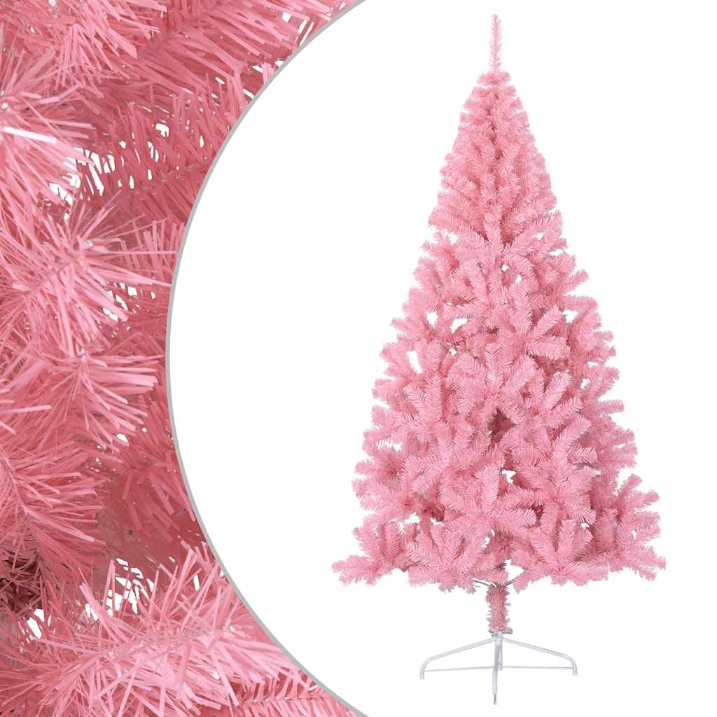 kunstigt halvt juletræ med juletræsfod 240 cm PVC pink