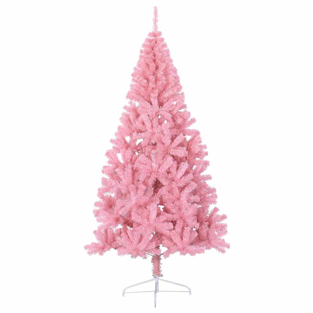 kunstigt halvt juletræ med juletræsfod 240 cm PVC pink