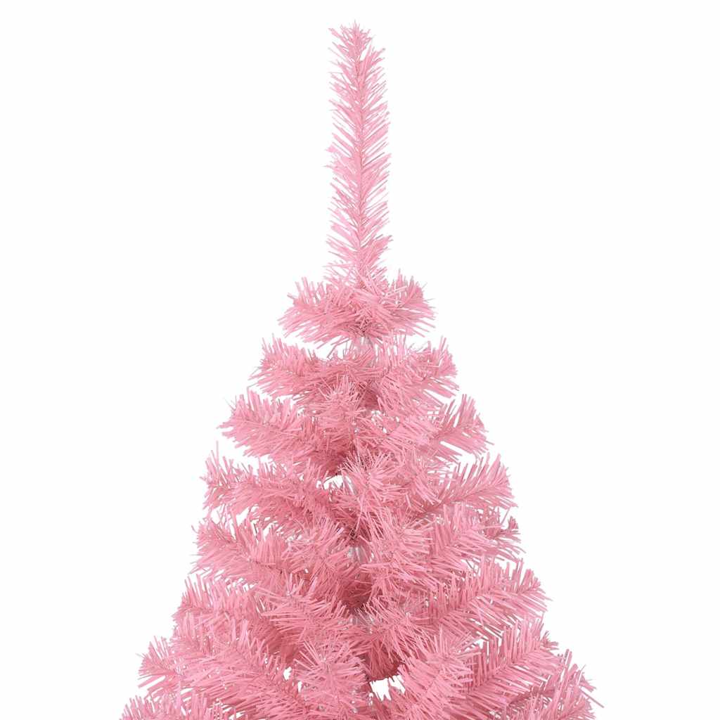 kunstigt halvt juletræ med juletræsfod 240 cm PVC pink