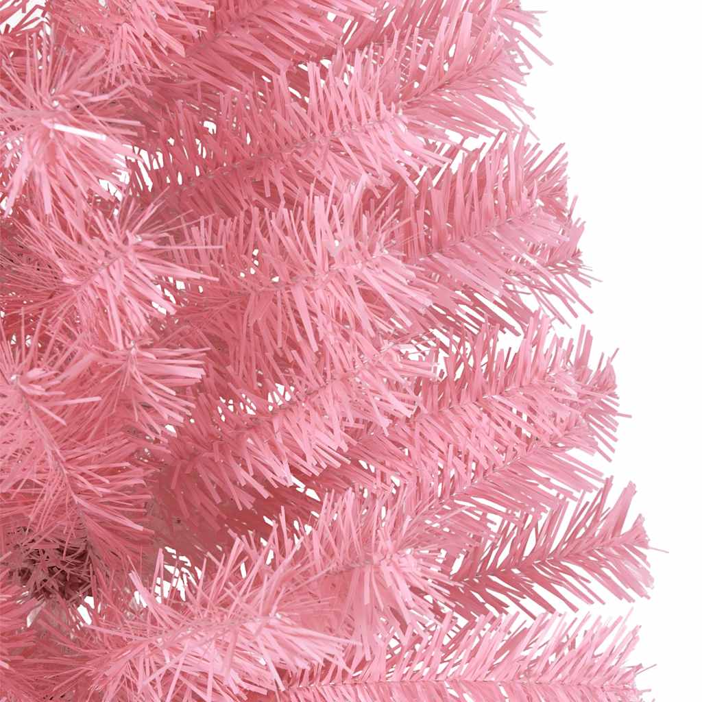 kunstigt halvt juletræ med juletræsfod 240 cm PVC pink