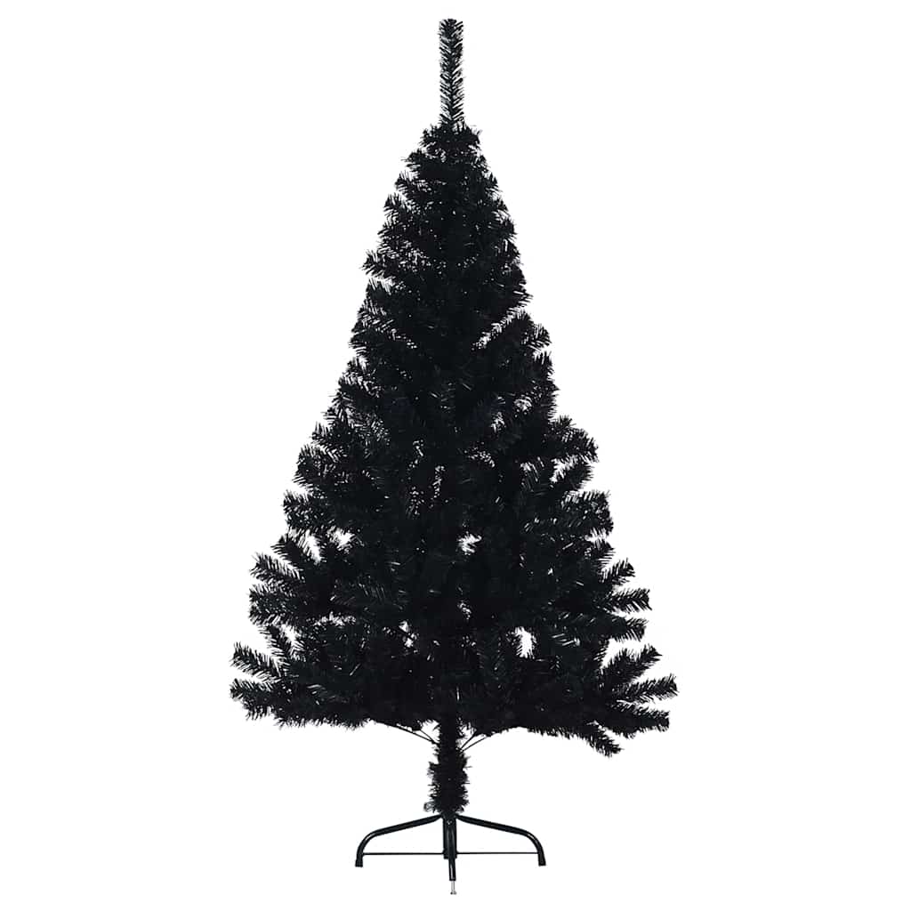 kunstigt halvt juletræ med juletræsfod 120 cm PVC sort