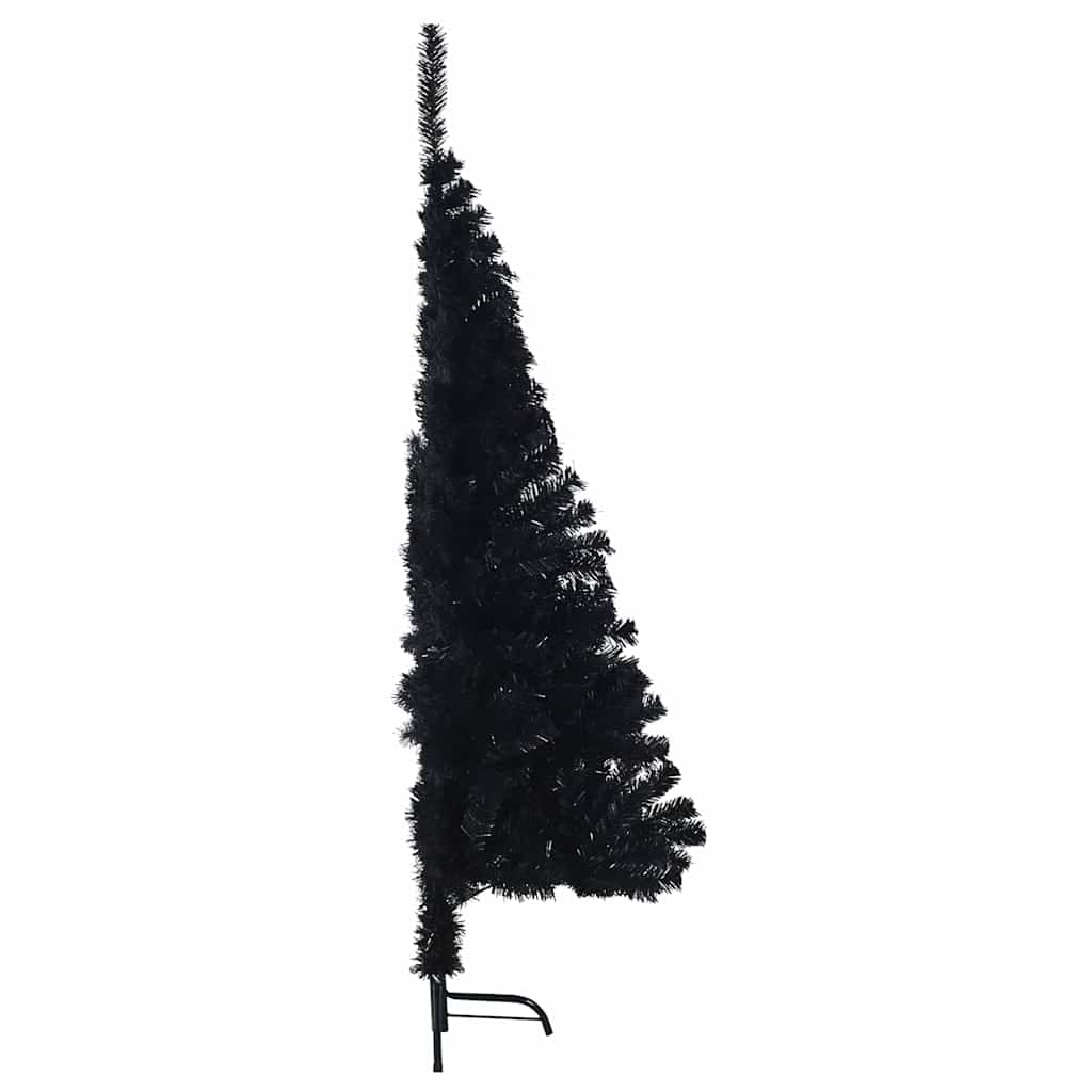 kunstigt halvt juletræ med juletræsfod 120 cm PVC sort