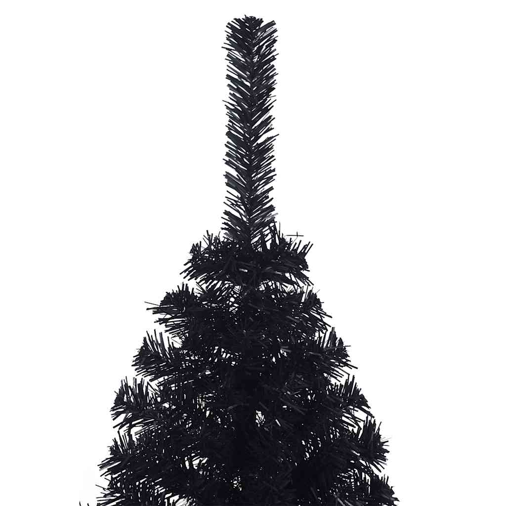 kunstigt halvt juletræ med juletræsfod 120 cm PVC sort