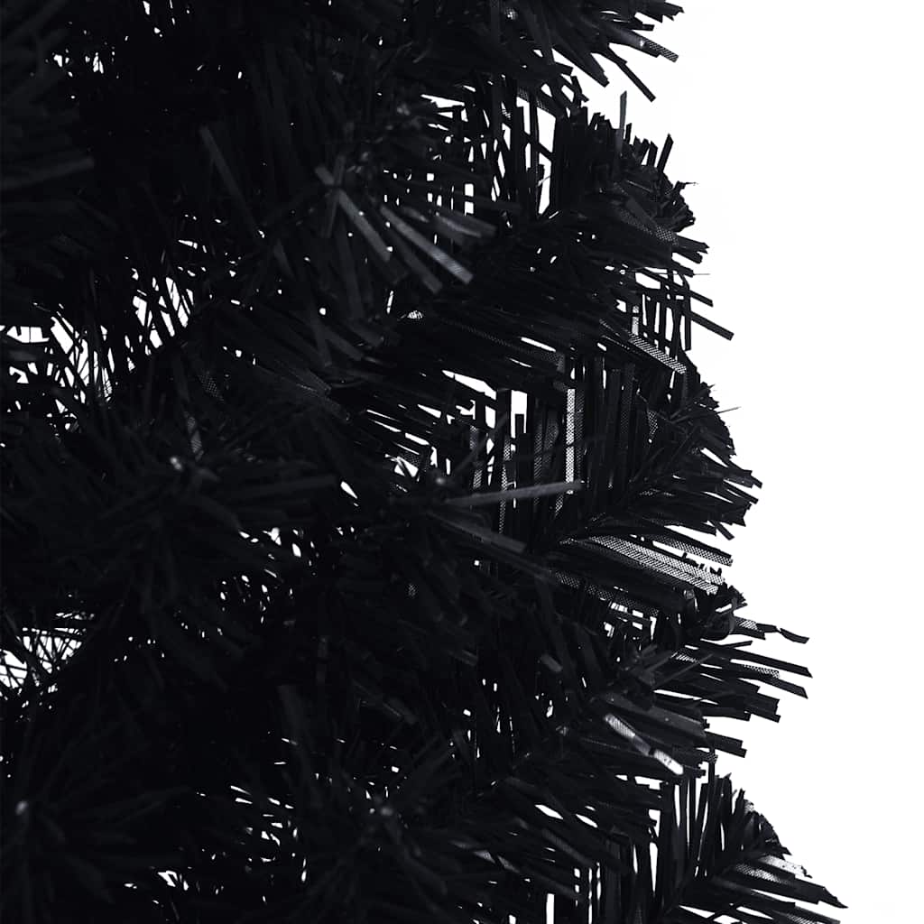 kunstigt halvt juletræ med juletræsfod 120 cm PVC sort