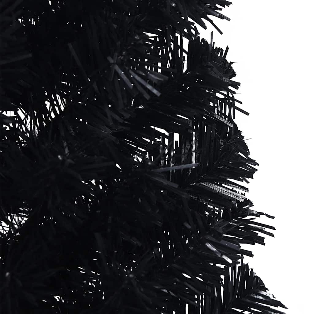 kunstigt halvt juletræ med juletræsfod 150 cm PVC sort