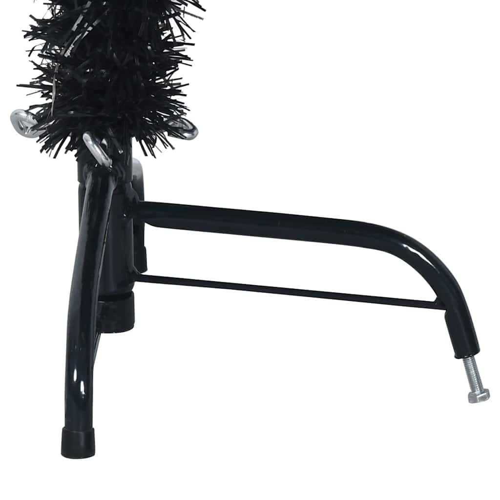 kunstigt halvt juletræ med juletræsfod 150 cm PVC sort