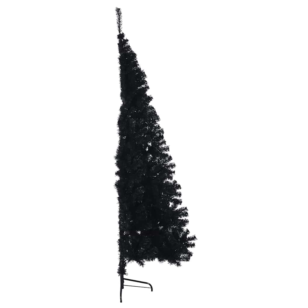 kunstigt halvt juletræ med juletræsfod 180 cm PVC sort