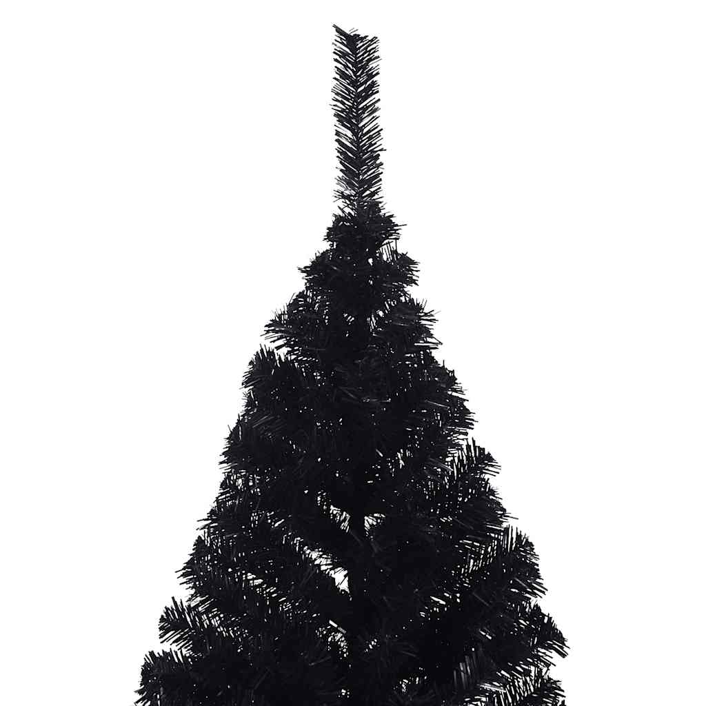 kunstigt halvt juletræ med juletræsfod 180 cm PVC sort