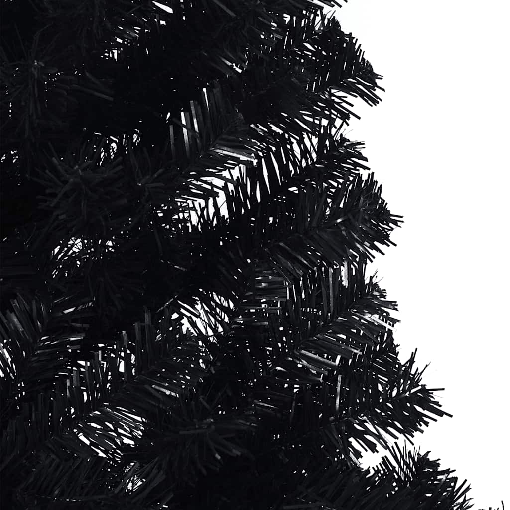 kunstigt halvt juletræ med juletræsfod 180 cm PVC sort