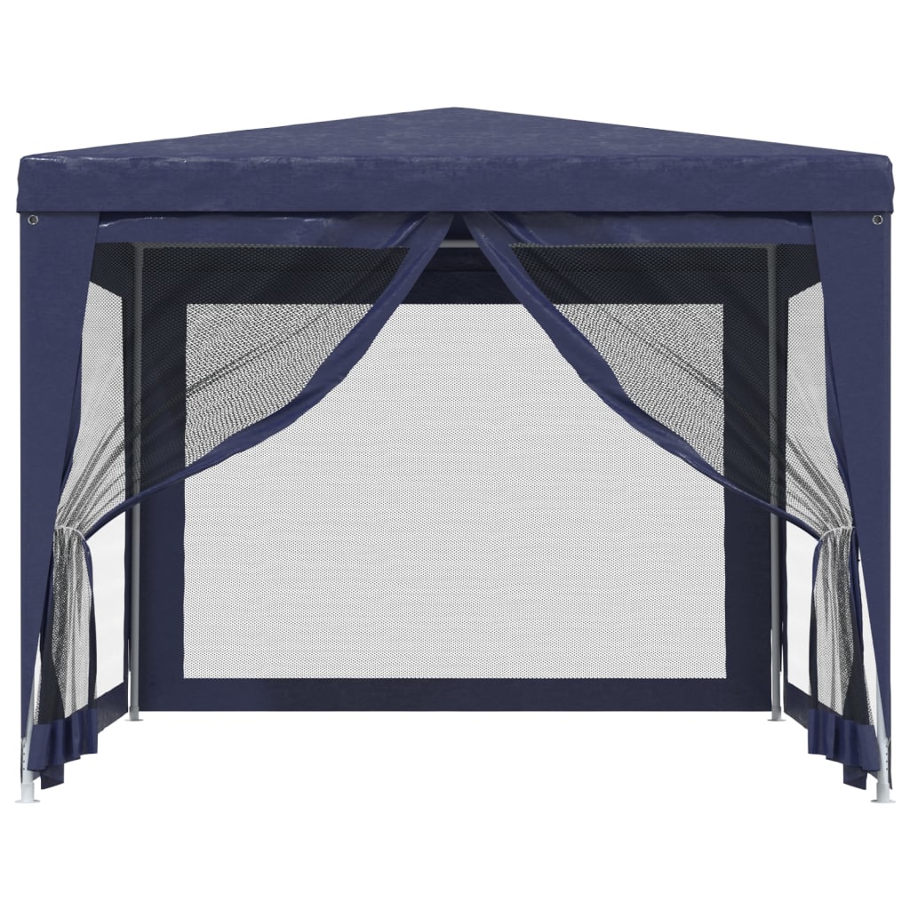 festtelt med 4 sidevægge 3x3 m trådnet HDPE blå