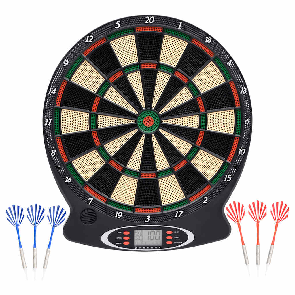 elektronisk dartskive med dartpile polypropylen sort