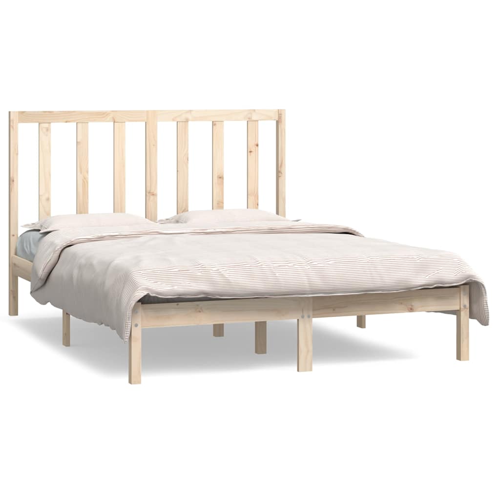 sengeramme uden madras 135x190 cm massivt fyrretræ hvid