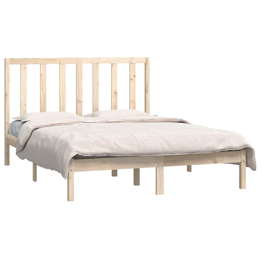 sengeramme uden madras 135x190 cm massivt fyrretræ hvid