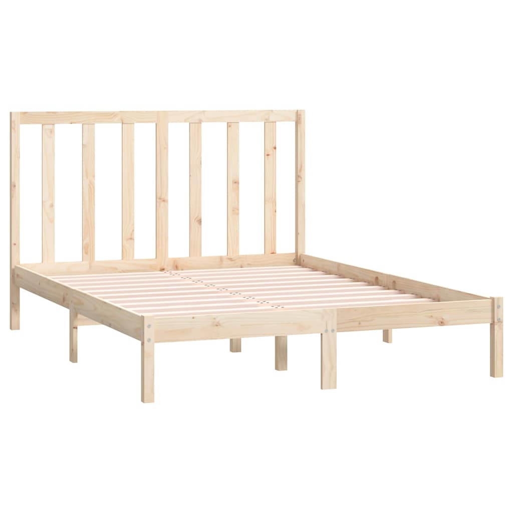 sengeramme uden madras 135x190 cm massivt fyrretræ hvid