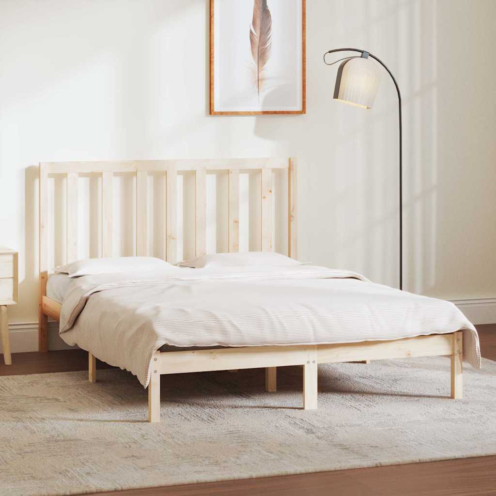 sengeramme uden madras 135x190 cm massivt fyrretræ hvid