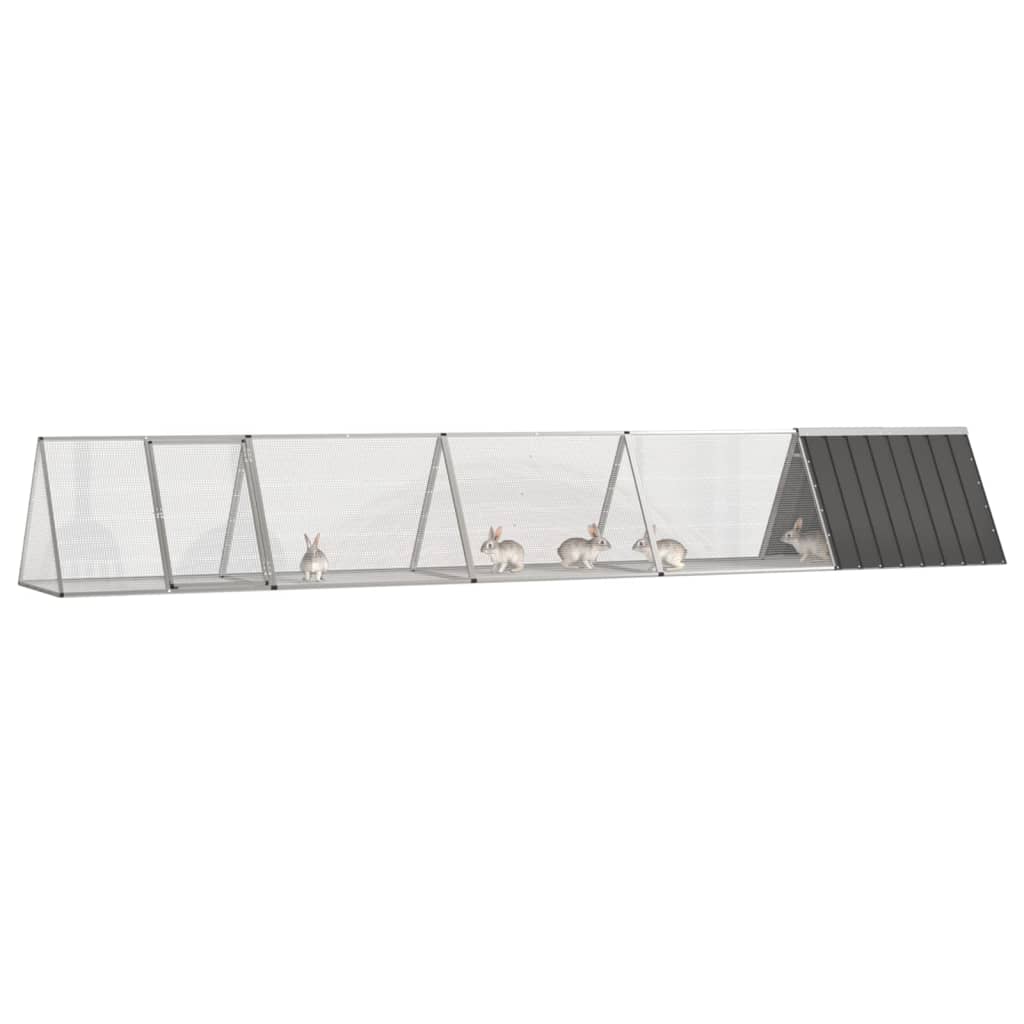 kaninbur 504,5x80,5x71 cm galvaniseret stål antracitgrå