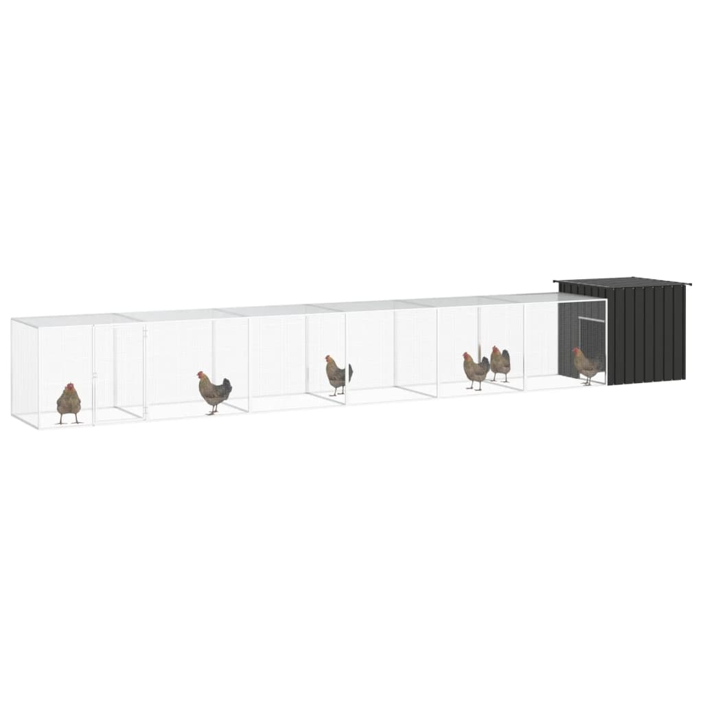 hønsegård 700x91x100 cm galvaniseret stål antracitgrå