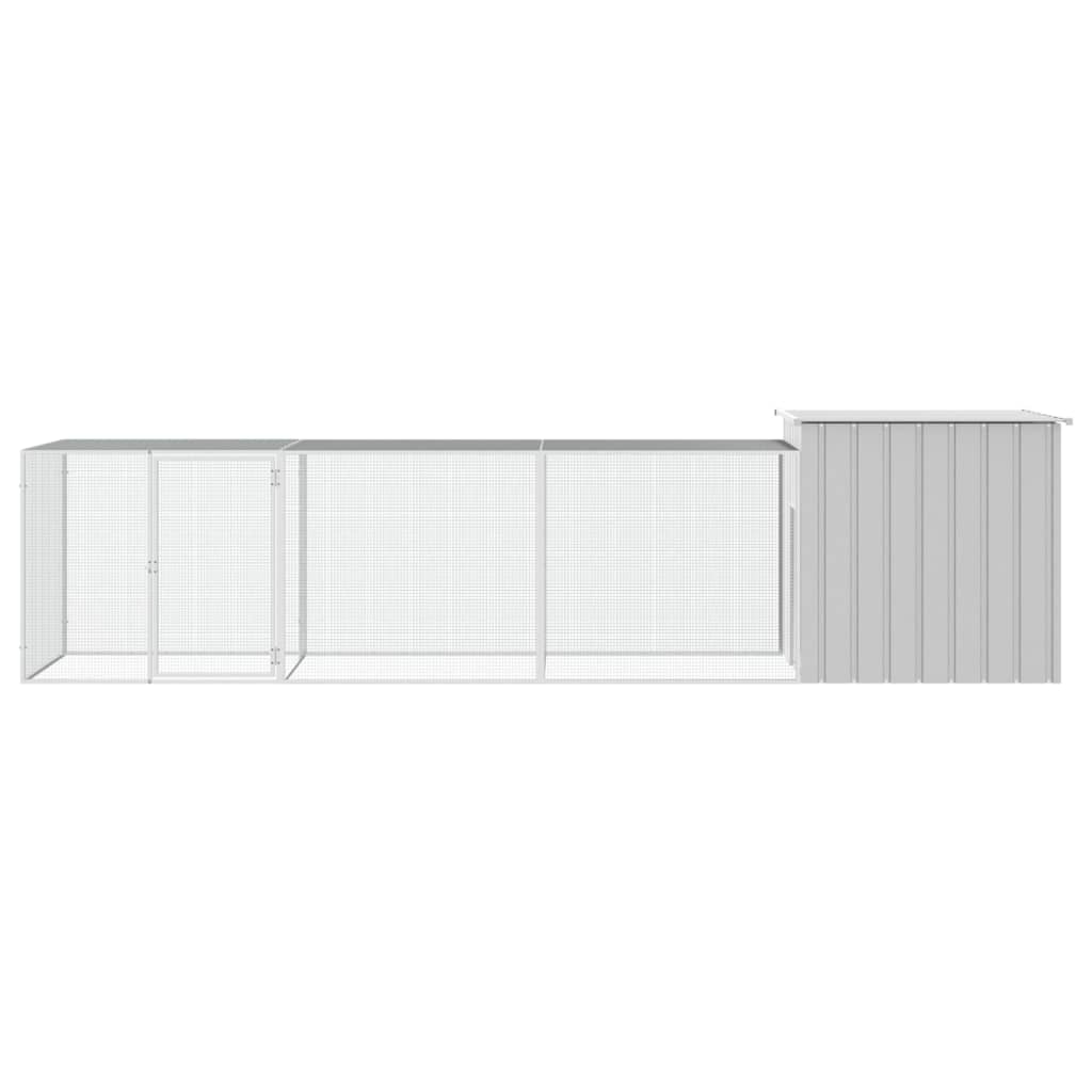 hønsehus 400x91x100 cm galvaniseret stål grå