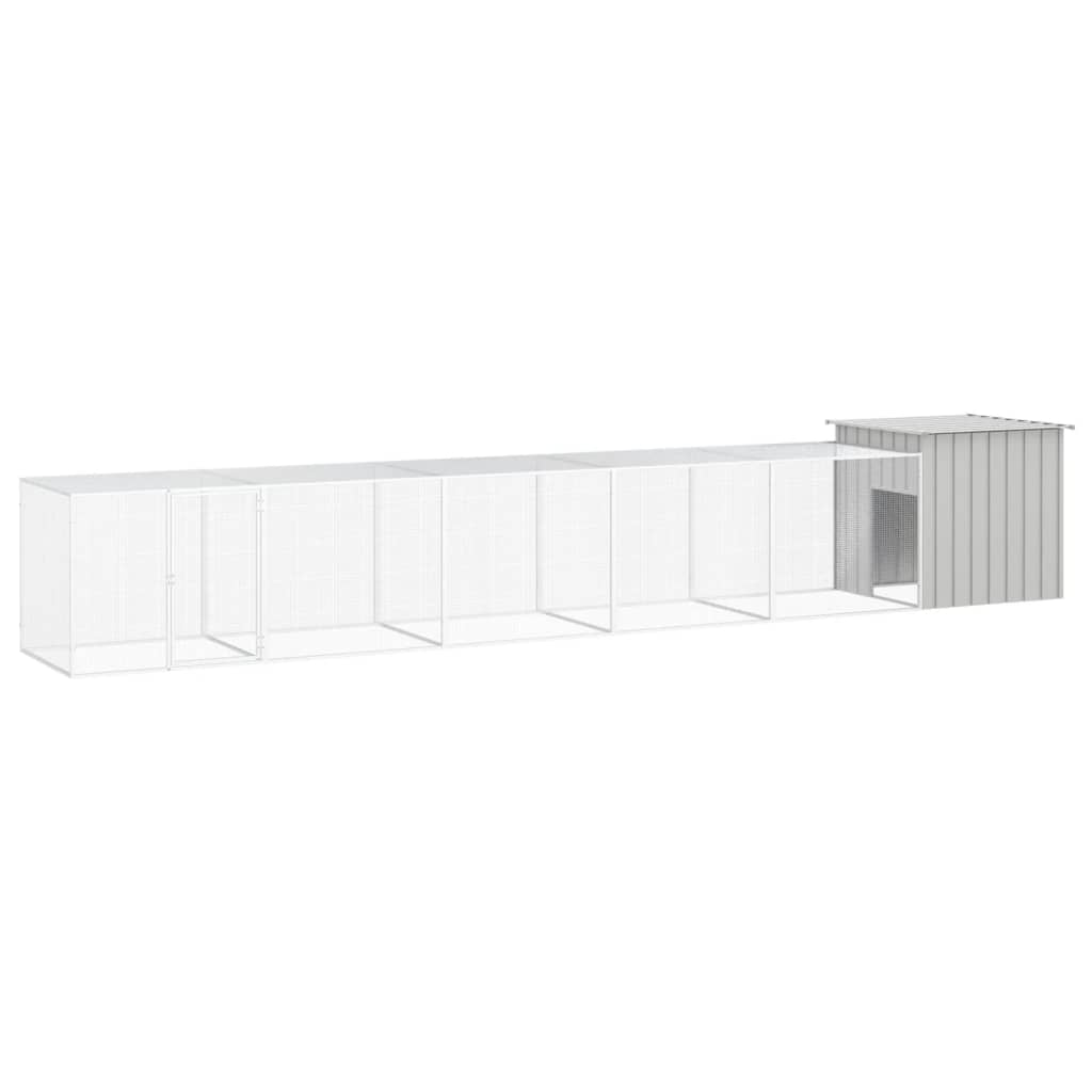 hønsehus 600x91x100 cm galvaniseret stål grå