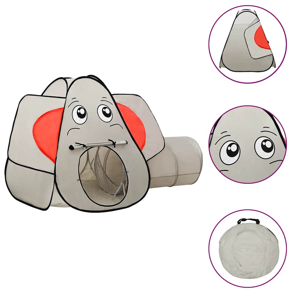 legetelt til børn 174x86x101 cm 250 bolde elefant grå