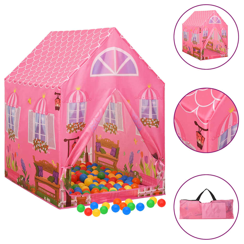 legetelt til børn 69x94x104 cm med 250 bolde pink