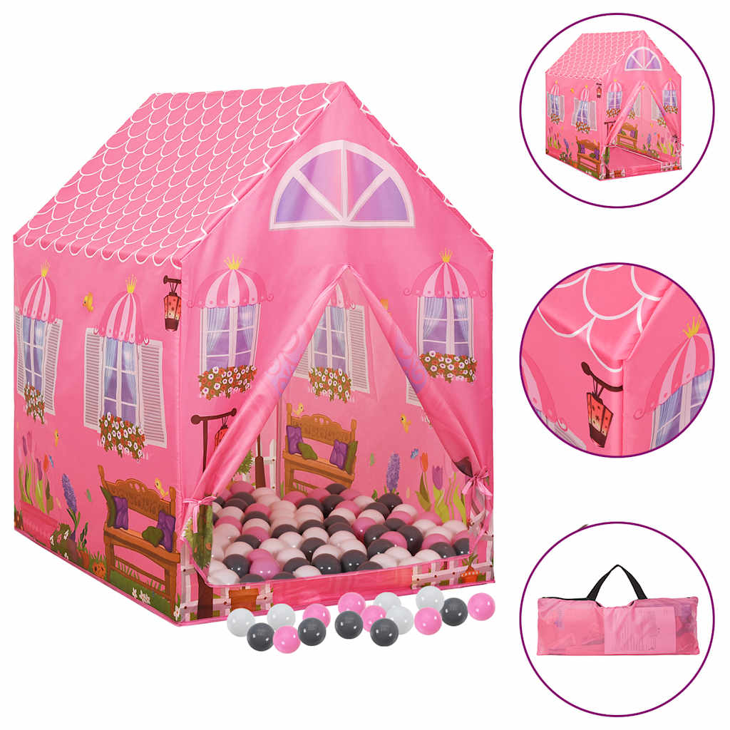 legetelt til børn 69x94x104 cm med 250 bolde pink