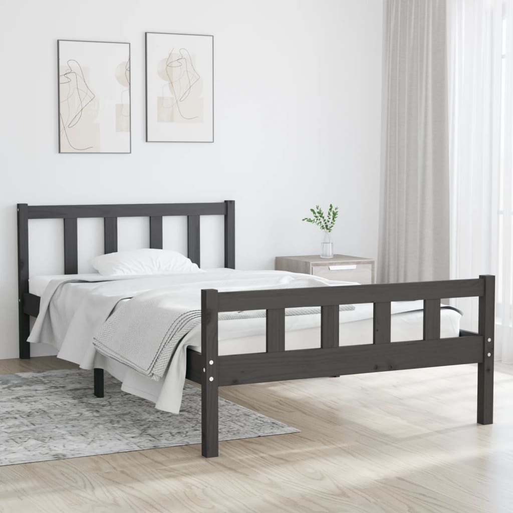 sengeramme 100x200 cm massivt træ grå