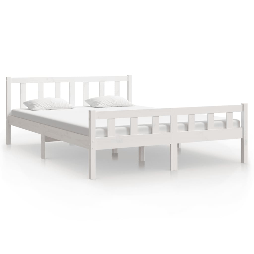 sengeramme 150x200 cm King Size massivt fyrretræ hvid
