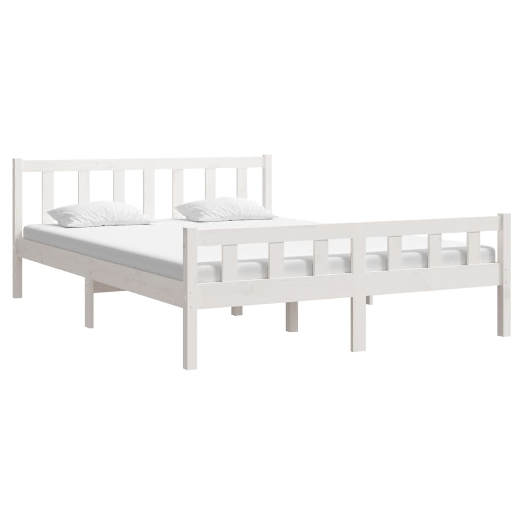 sengeramme 150x200 cm King Size massivt fyrretræ hvid