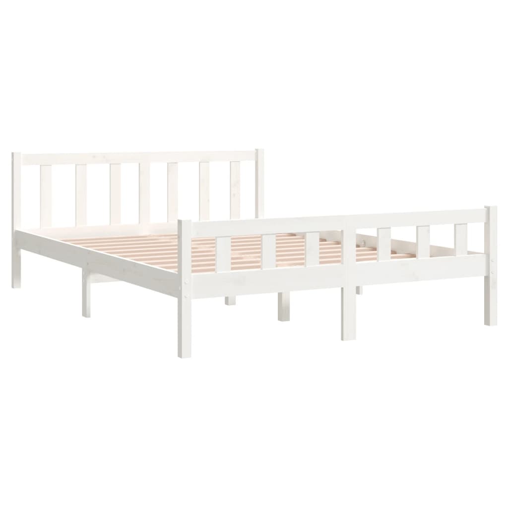 sengeramme 150x200 cm King Size massivt fyrretræ hvid