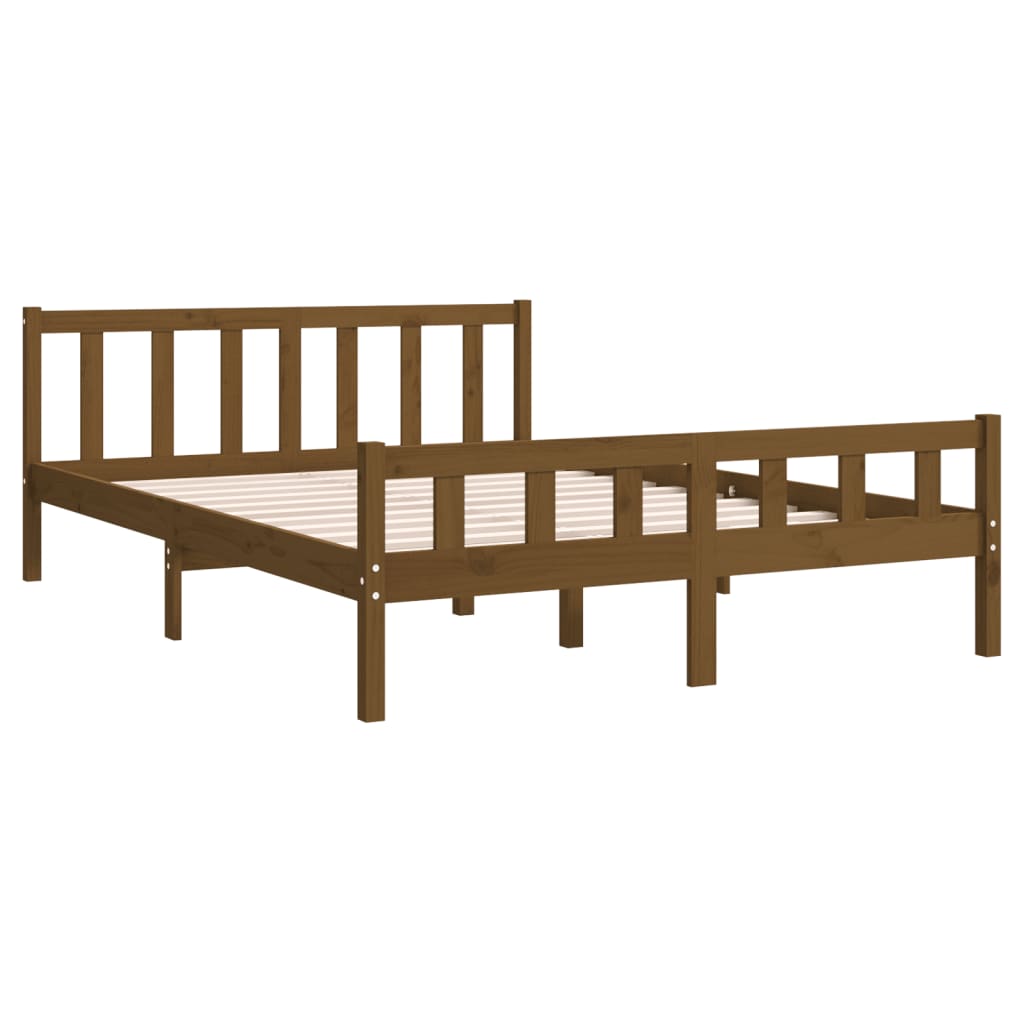 sengeramme 150x200 cm King Size massivt træ gyldenbrun