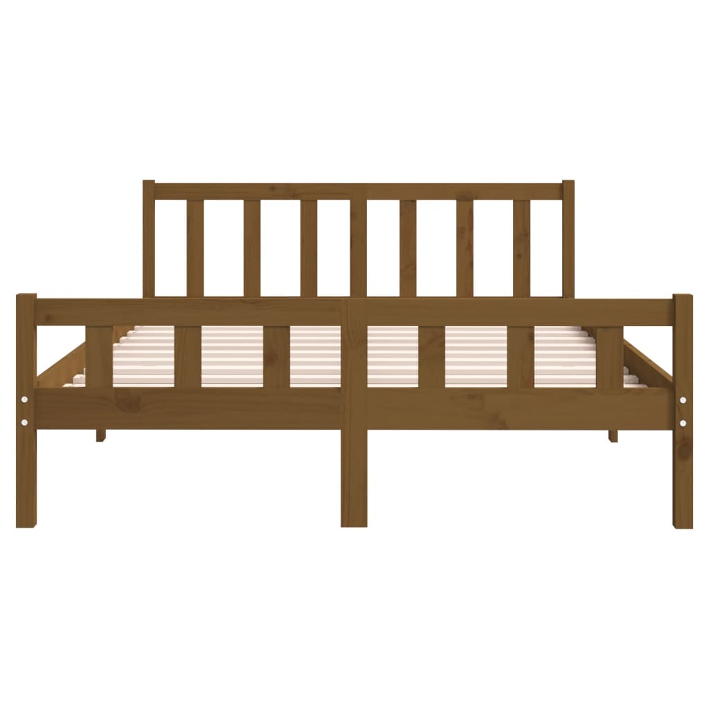 sengeramme 150x200 cm King Size massivt træ gyldenbrun