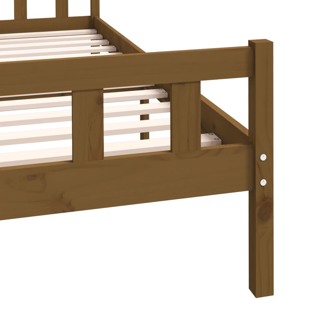 sengeramme 150x200 cm King Size massivt træ gyldenbrun
