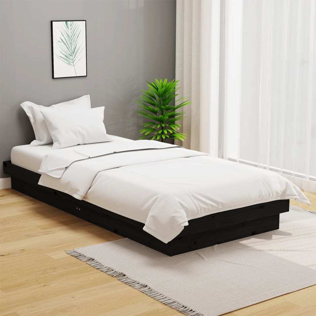 sengeramme 100x200 cm massivt træ sort