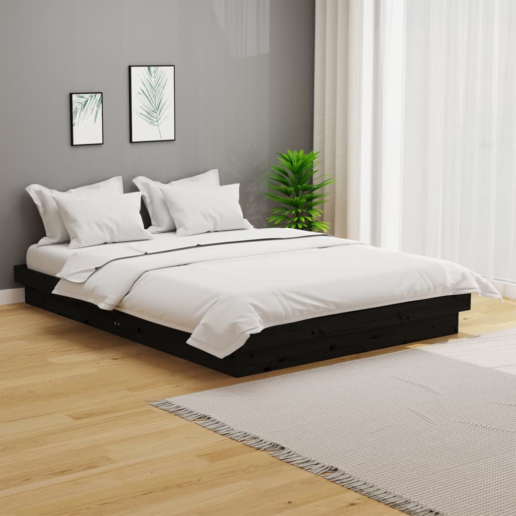 sengeramme 120x200 cm massivt træ sort
