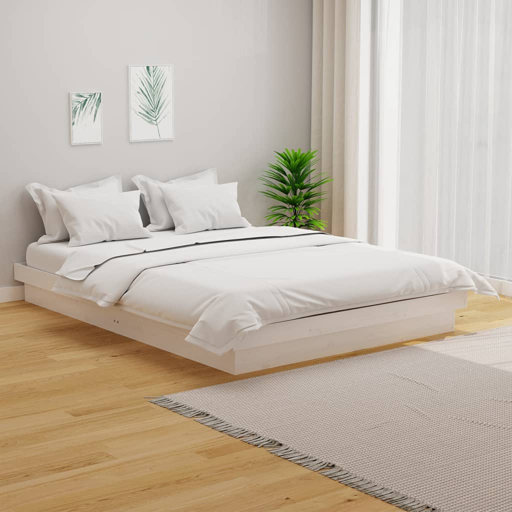 sengeramme 150x200 cm King Size massivt fyrretræ hvid