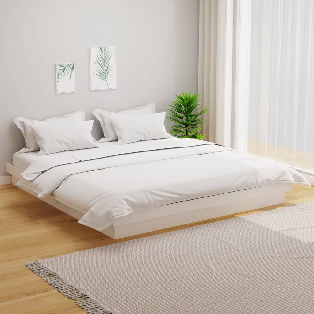 sengestel 180x200 cm Super King massivt fyrretræ hvid
