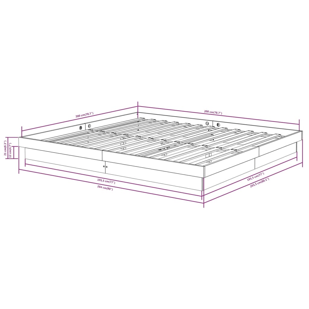 sengeramme 200x200 cm massivt træ hvid