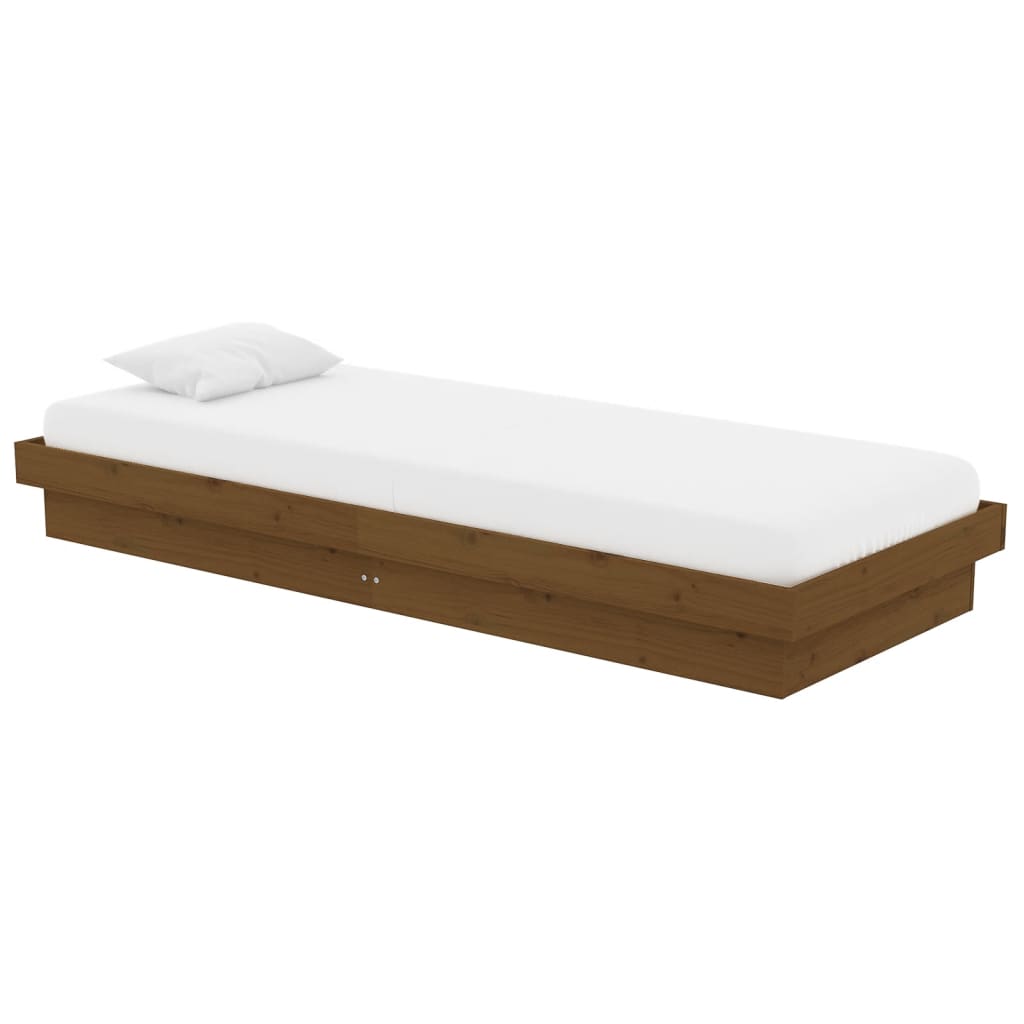 sengeramme 75x190 cm Small Single massivt træ gyldenbrun