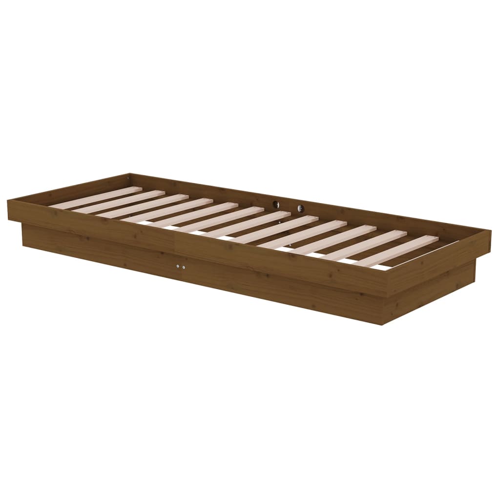 sengeramme 75x190 cm Small Single massivt træ gyldenbrun