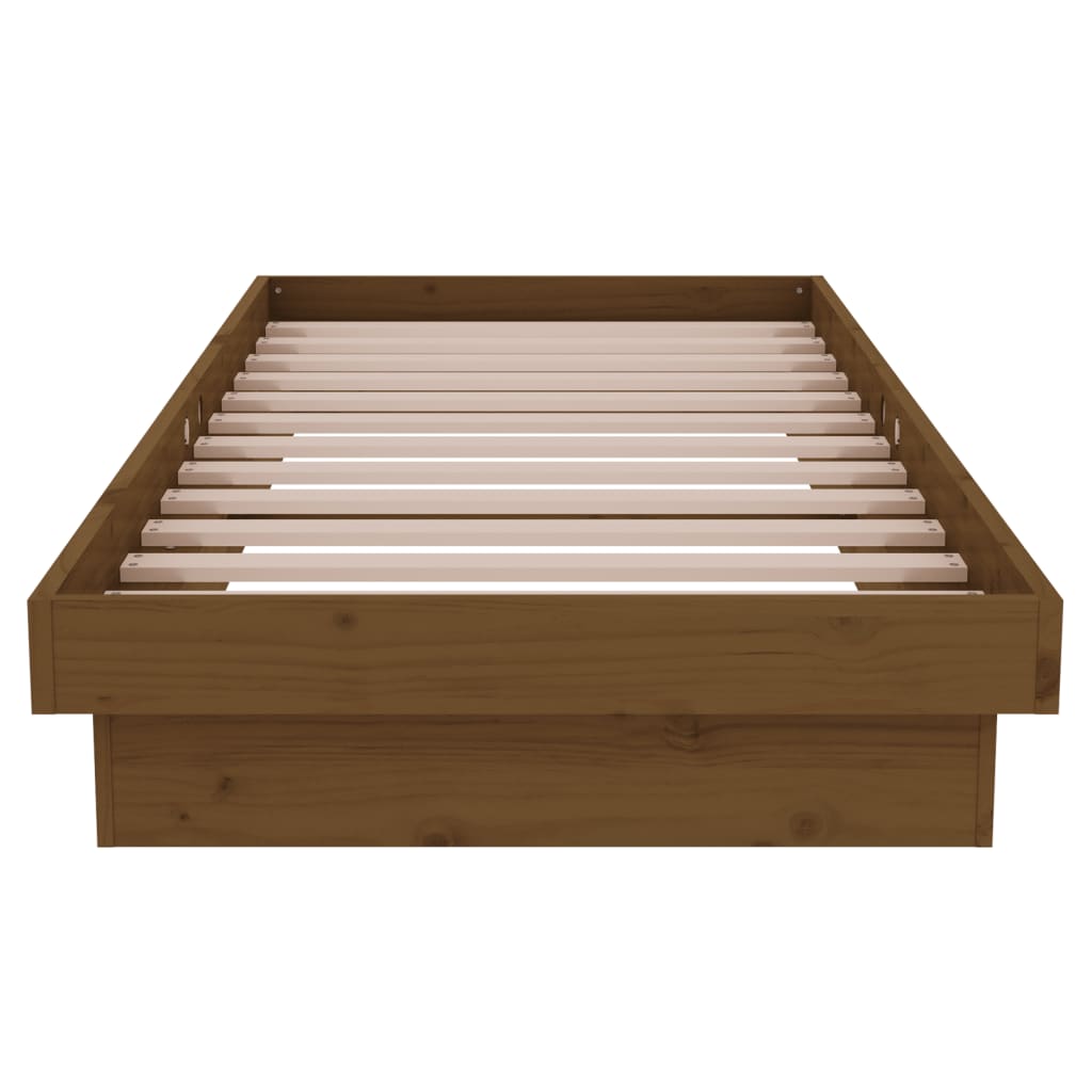 sengeramme 75x190 cm Small Single massivt træ gyldenbrun