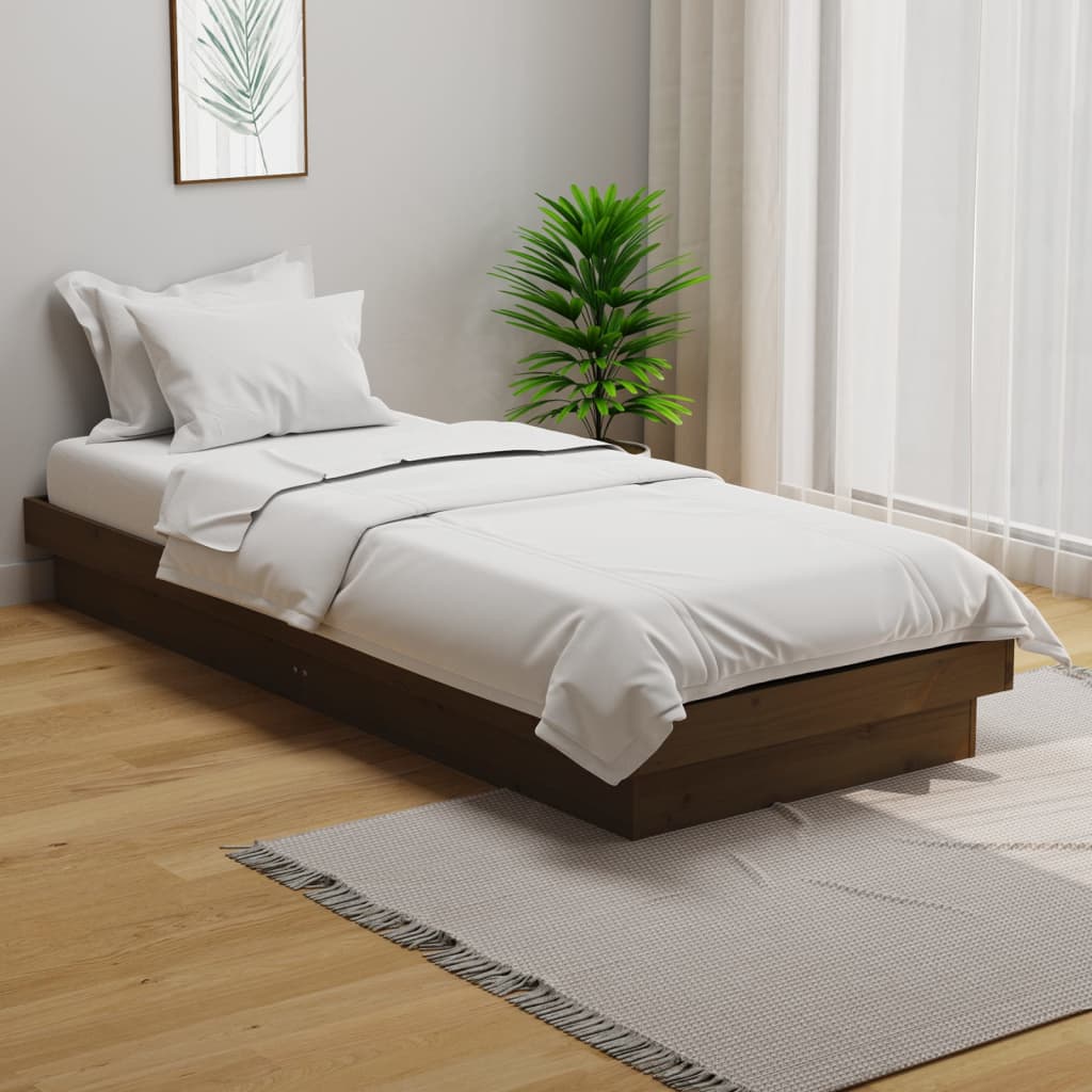 sengeramme 75x190 cm Small Single massivt træ gyldenbrun