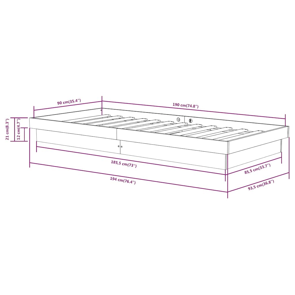 sengeramme 90x190 cm massivt træ