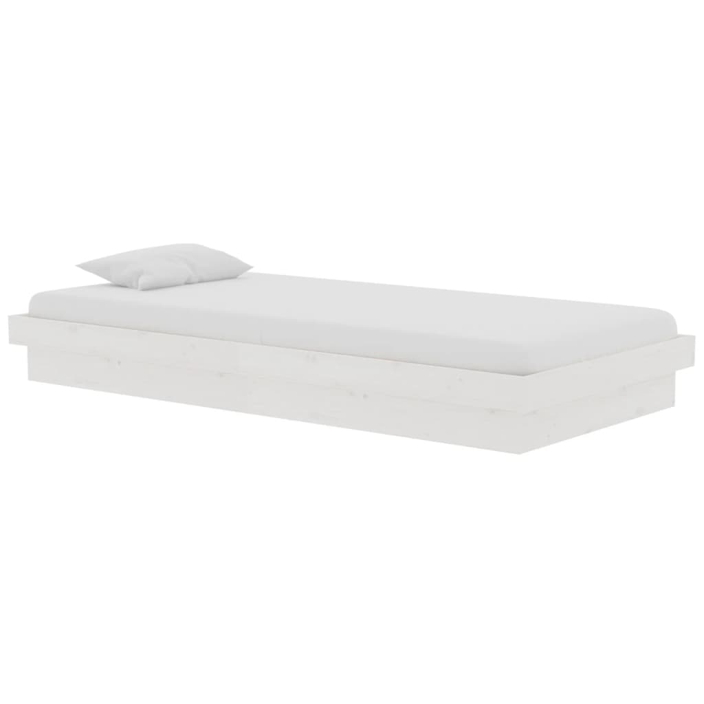 sengeramme 90x190 cm Single massivt træ hvid
