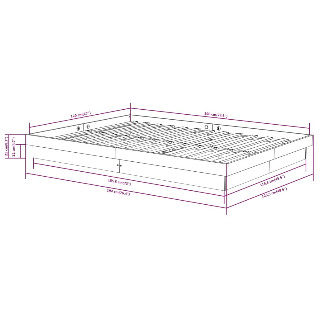 sengeramme 120x190 cm Small Double massivt træ hvid