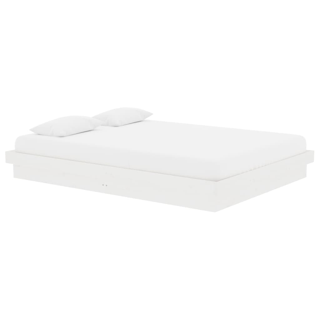 sengeramme 135x190 cm dobbelt massivt fyrretræ hvid