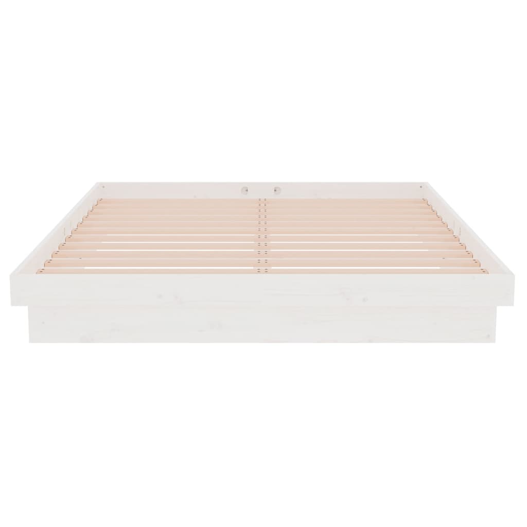 sengeramme 135x190 cm dobbelt massivt fyrretræ hvid