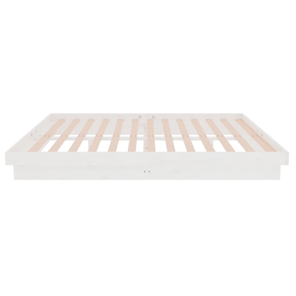 sengeramme 135x190 cm dobbelt massivt fyrretræ hvid